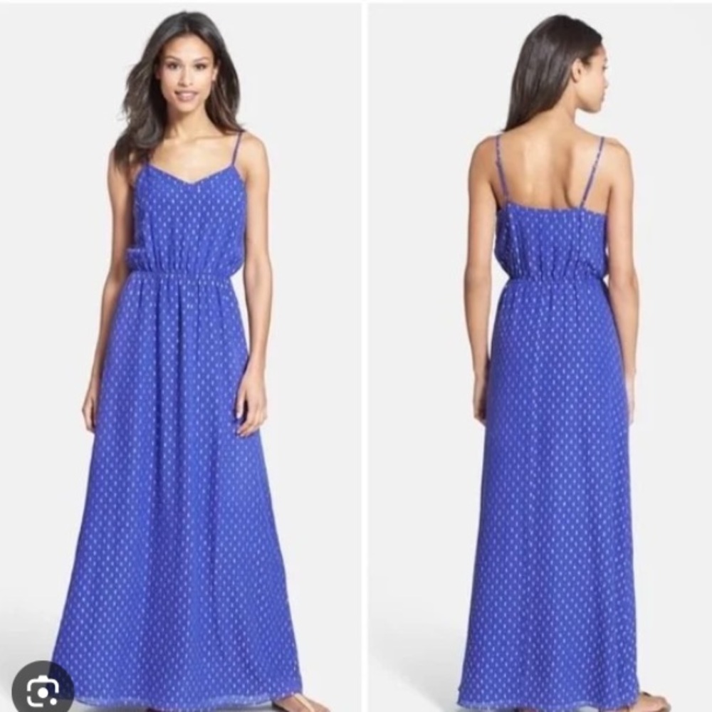 Lilly Pulitzer Royal Blue Polka Dot Maxi Dress